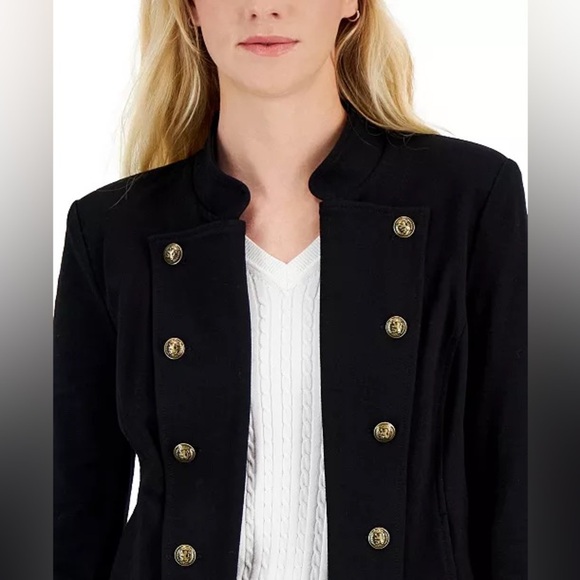 NWOT Tommy Hilfiger Women's Military Band Jacket Black Size Medium - Picture 4 of 9
